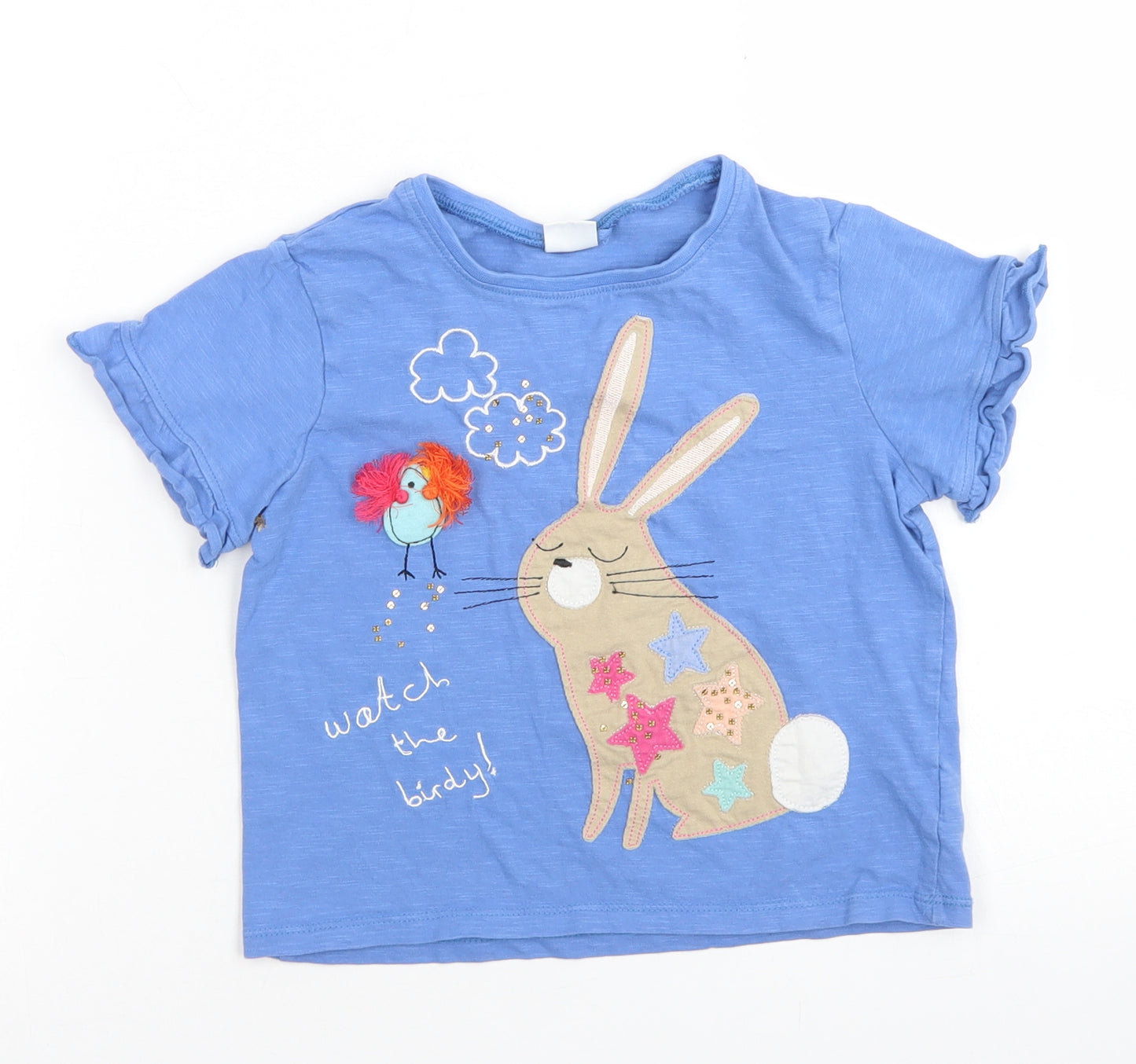 NEXT Girls Blue  Cotton Basic T-Shirt Size 4-5 Years Crew Neck