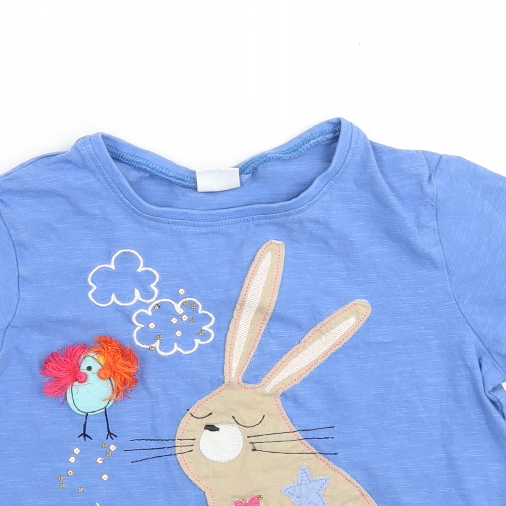 NEXT Girls Blue  Cotton Basic T-Shirt Size 4-5 Years Crew Neck