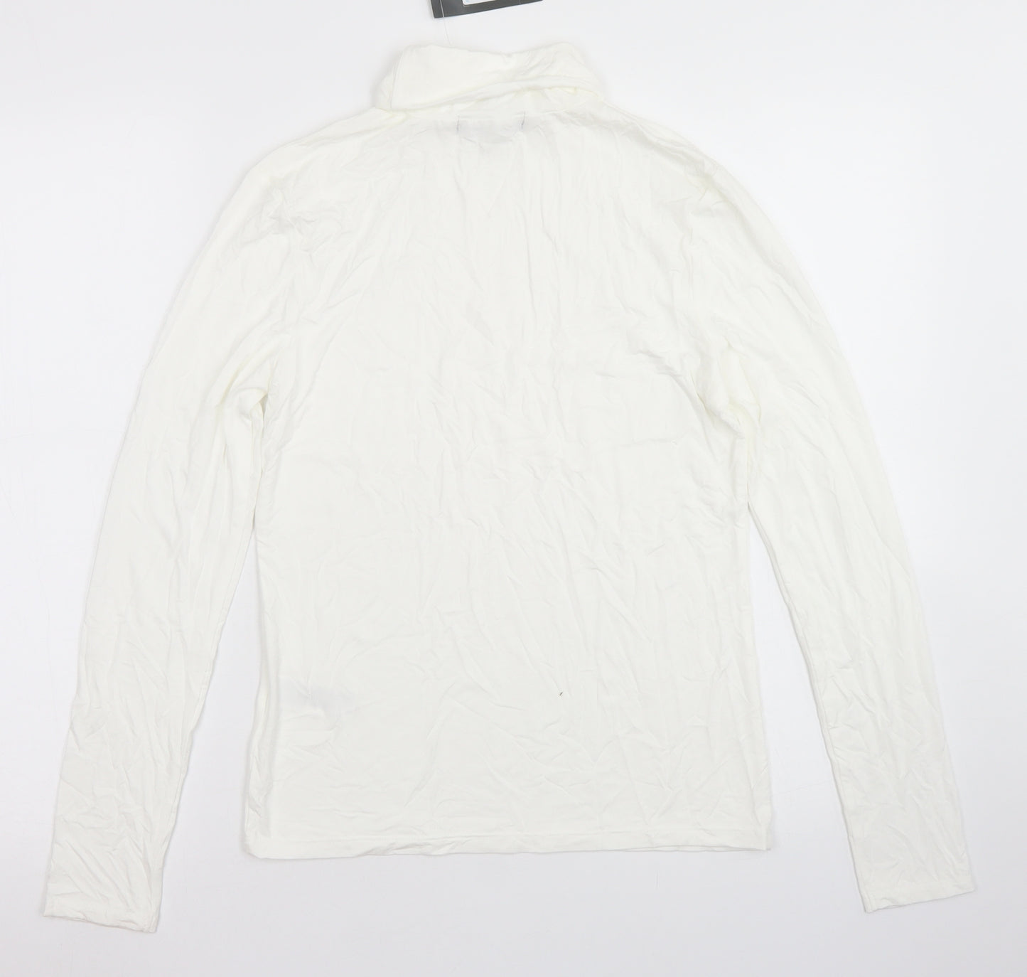 Primark Womens White  Viscose Basic T-Shirt Size S Roll Neck