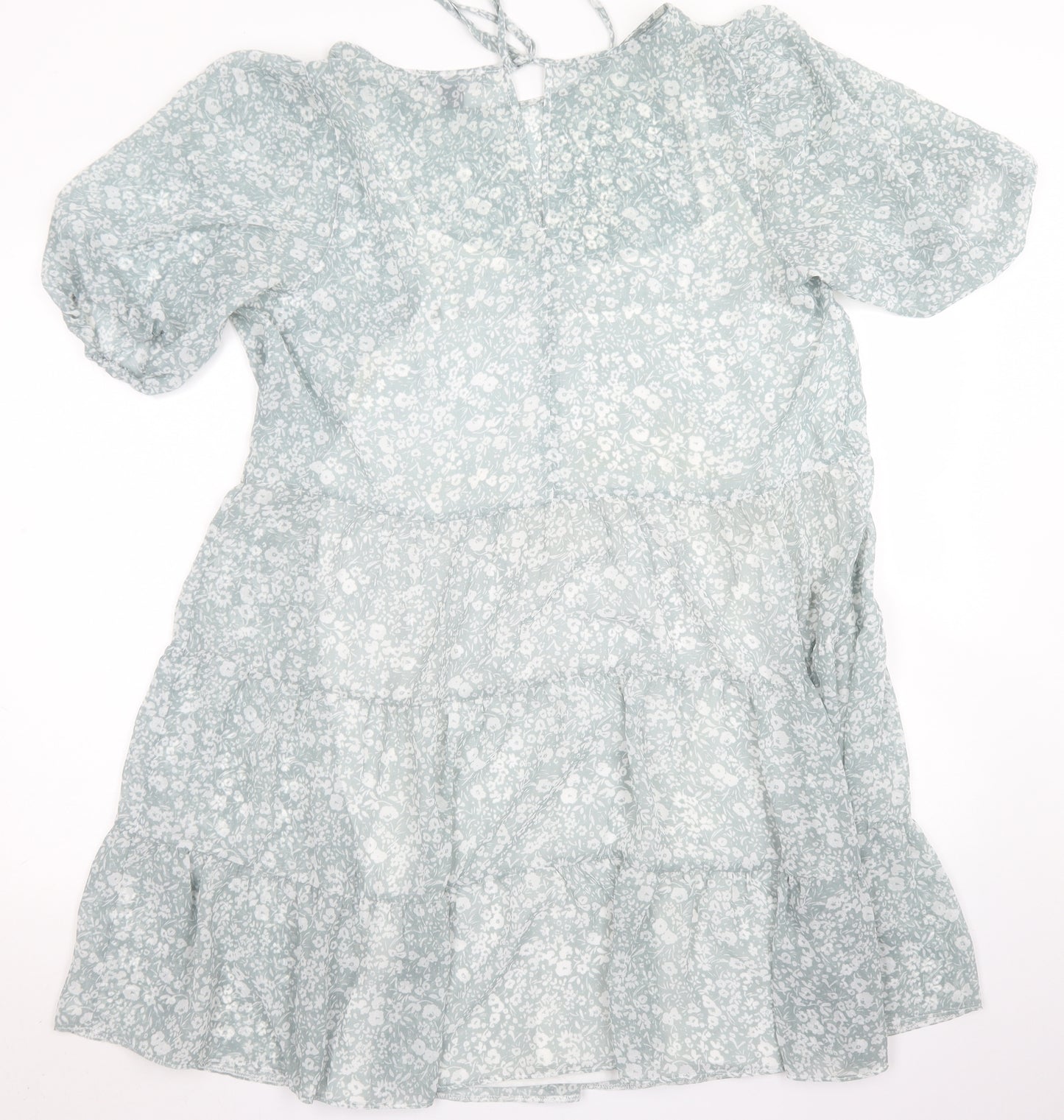 Primark Womens Blue Floral Polyester A-Line  Size 18  Round Neck  - Smock dress