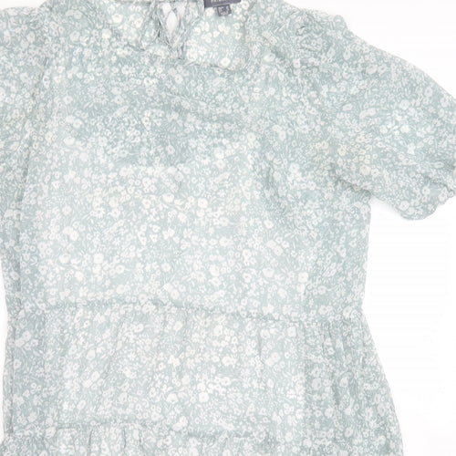 Primark Womens Blue Floral Polyester A-Line  Size 18  Round Neck  - Smock dress