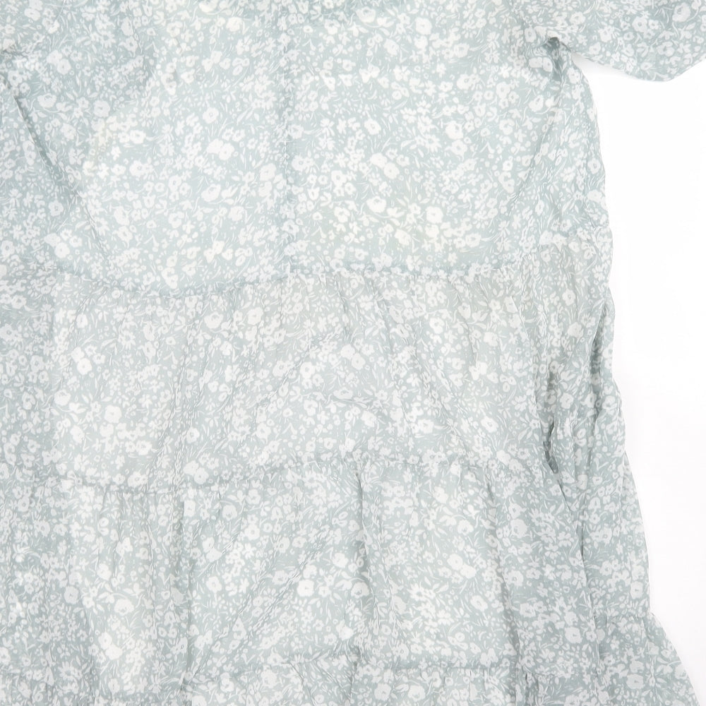 Primark Womens Blue Floral Polyester A-Line  Size 18  Round Neck  - Smock dress
