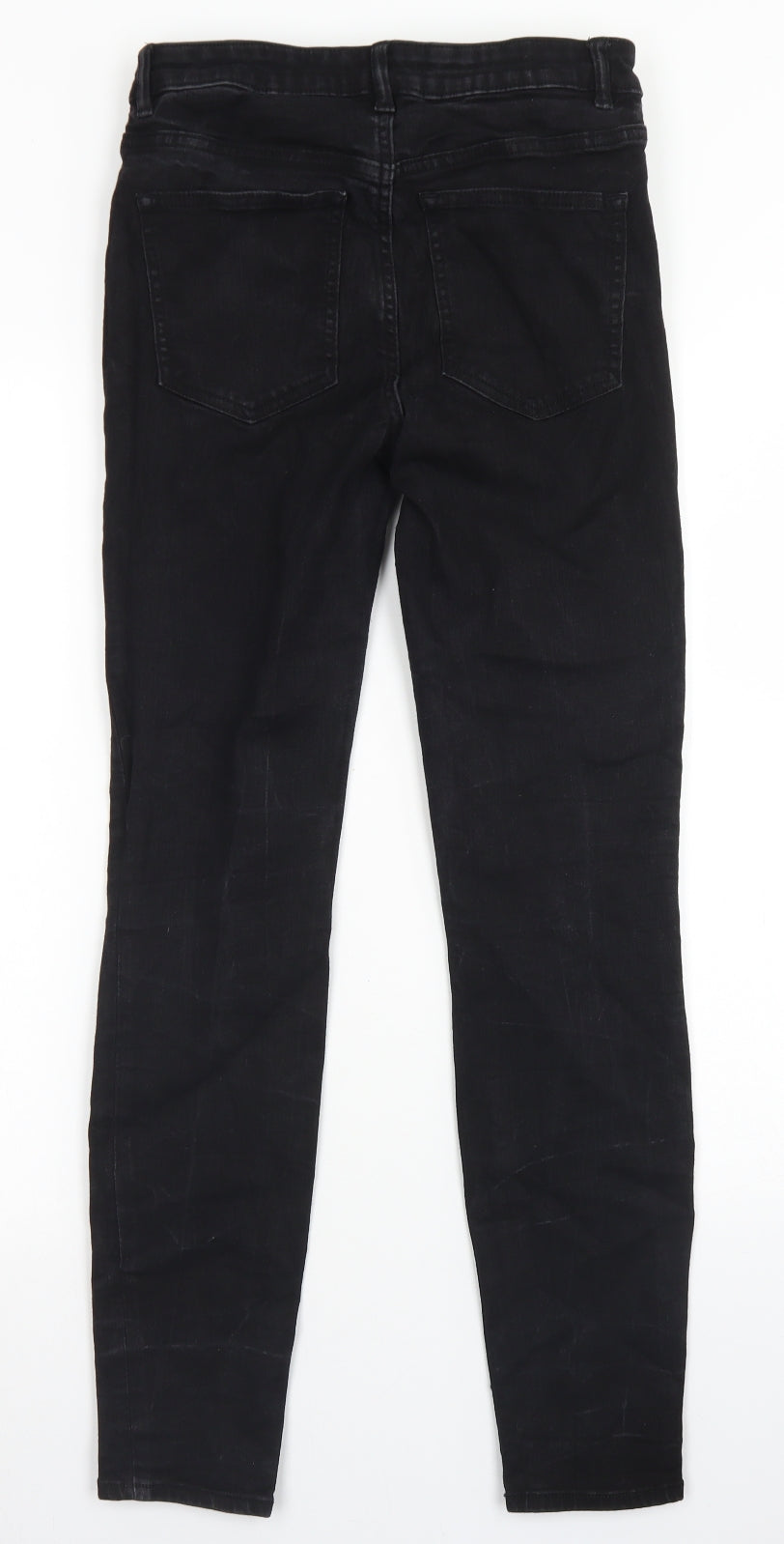 H&M Womens Black  Cotton Skinny Jeans Size 14 L27 in Regular Button