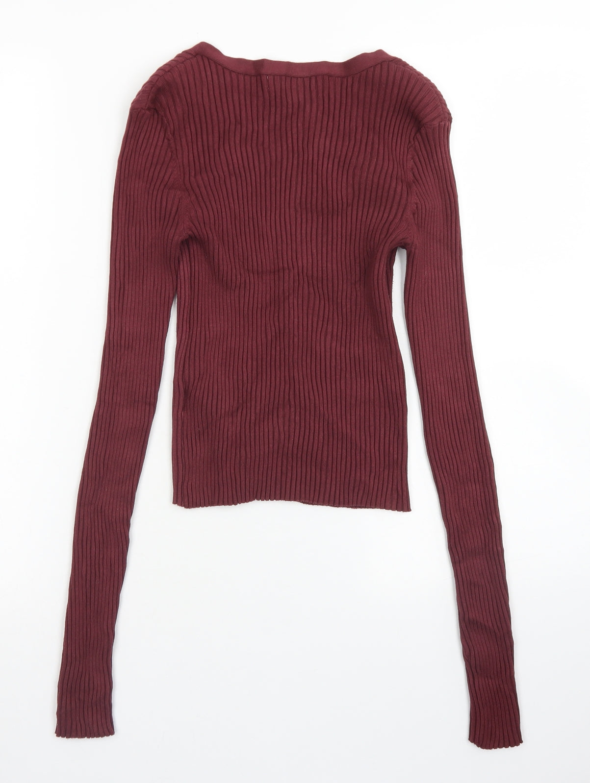 H&M Womens Red V-Neck  Viscose Cardigan Jumper Size S