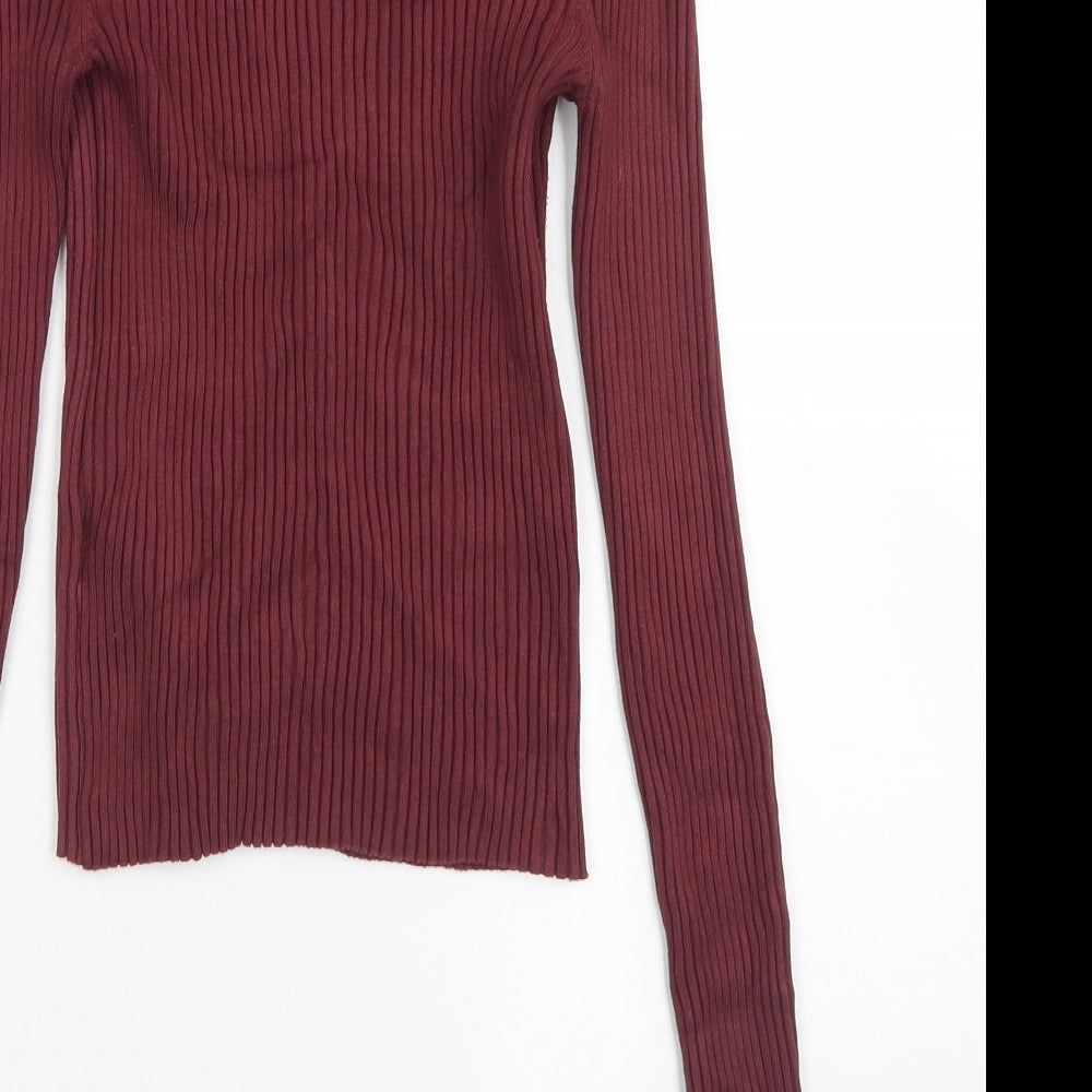 H&M Womens Red V-Neck  Viscose Cardigan Jumper Size S