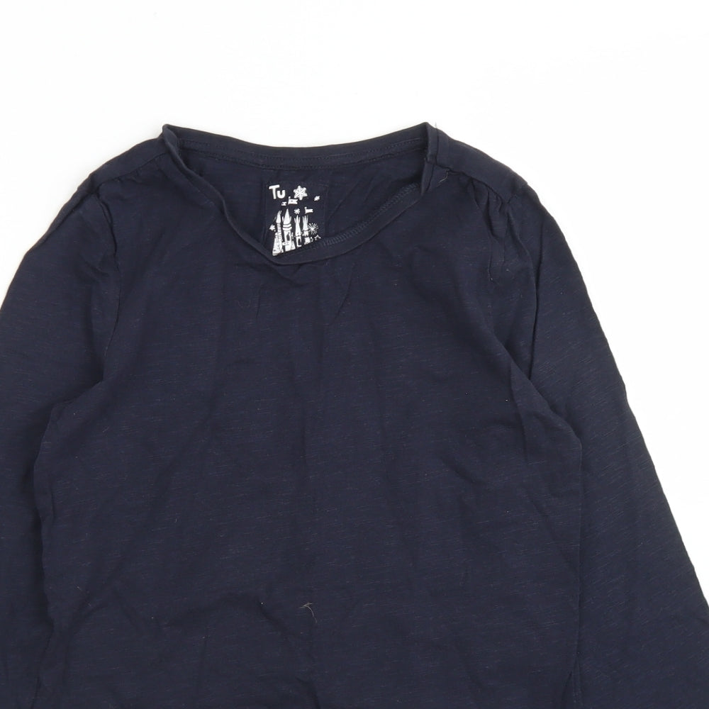 TU Girls Blue  Cotton Basic T-Shirt Size 11 Years Crew Neck