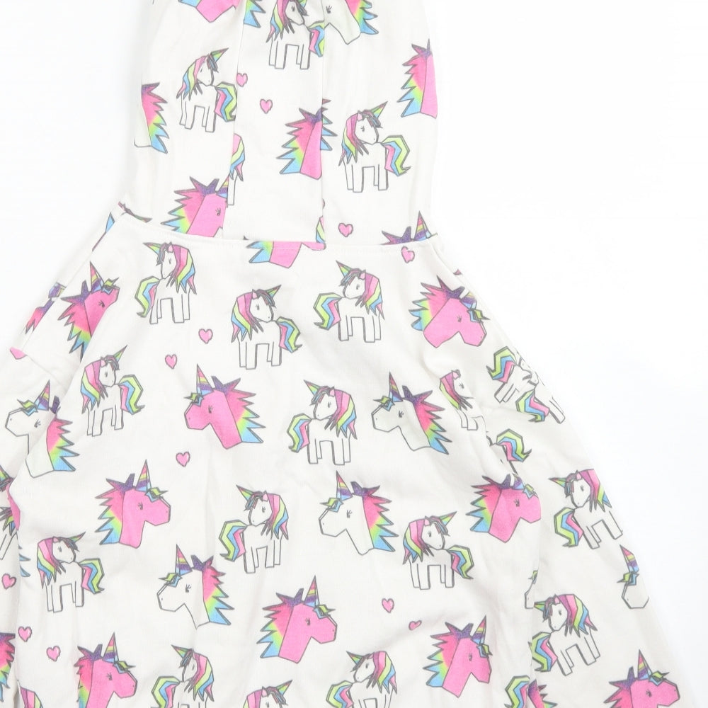 NEXT Girls White Spotted Polyester Pullover Hoodie Size 10 Years   - Unicorns