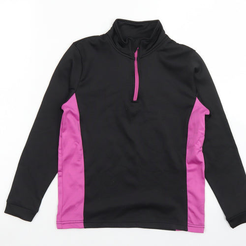 Crane Girls Black Colourblock Polyester Pullover Sweatshirt Size 9-10 Years  Zip