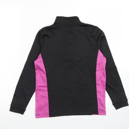 Crane Girls Black Colourblock Polyester Pullover Sweatshirt Size 9-10 Years  Zip