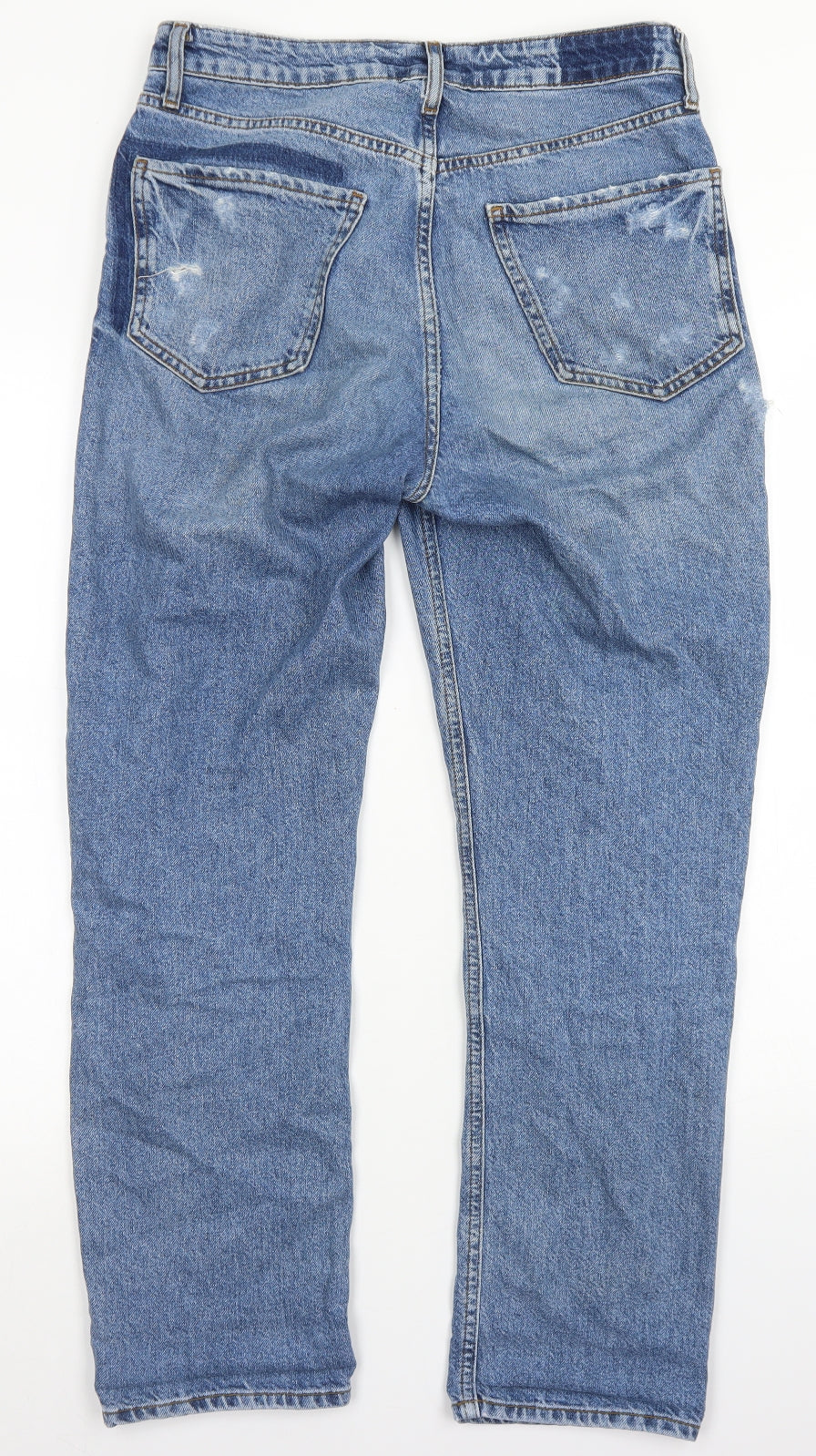 River Island Womens Blue  Cotton Mom Jeans Size 10 L27 in Regular Button