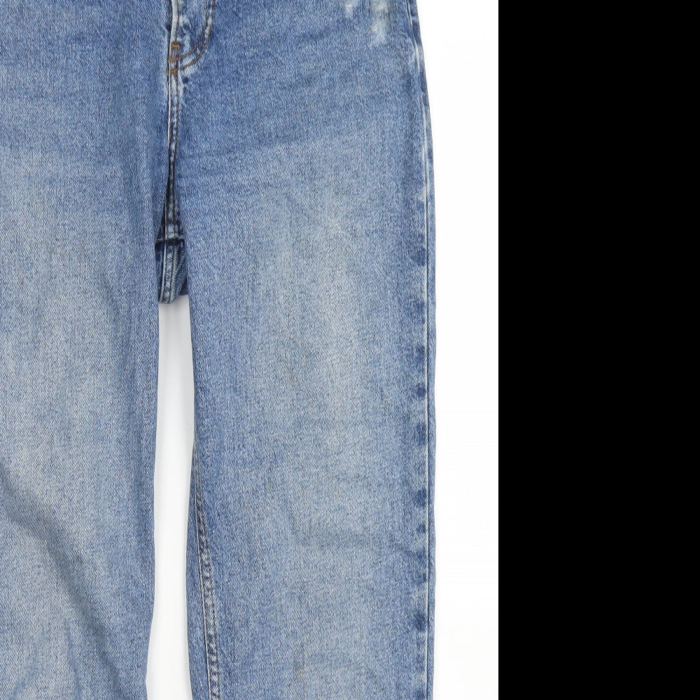River Island Womens Blue  Cotton Mom Jeans Size 10 L27 in Regular Button
