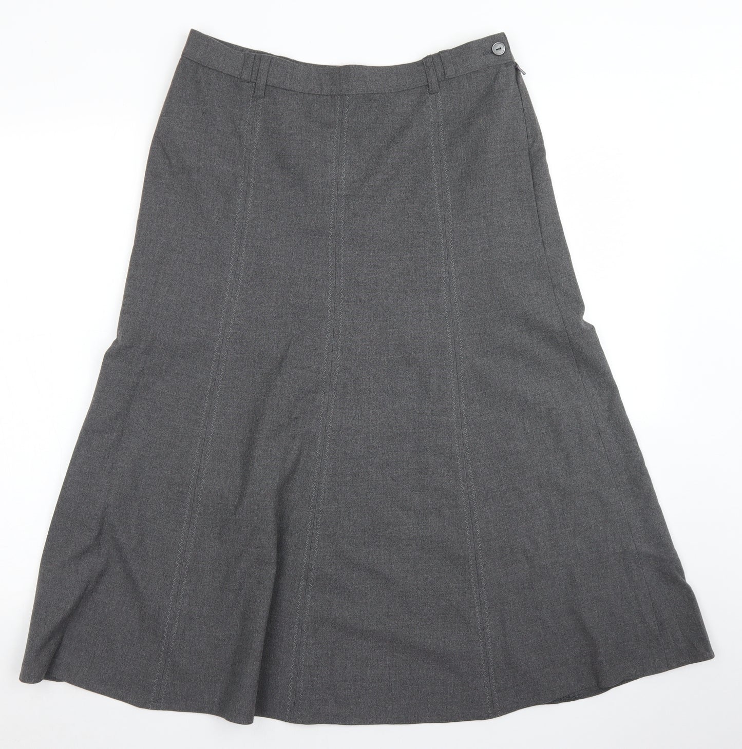 Marks & Spencer Womens Grey  Viscose Flare Skirt Size 12   Zip