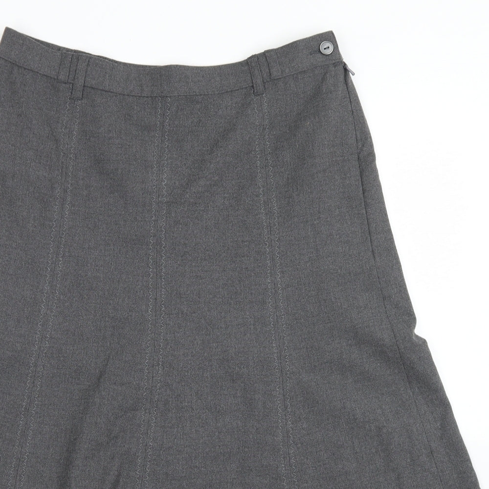 Marks & Spencer Womens Grey  Viscose Flare Skirt Size 12   Zip