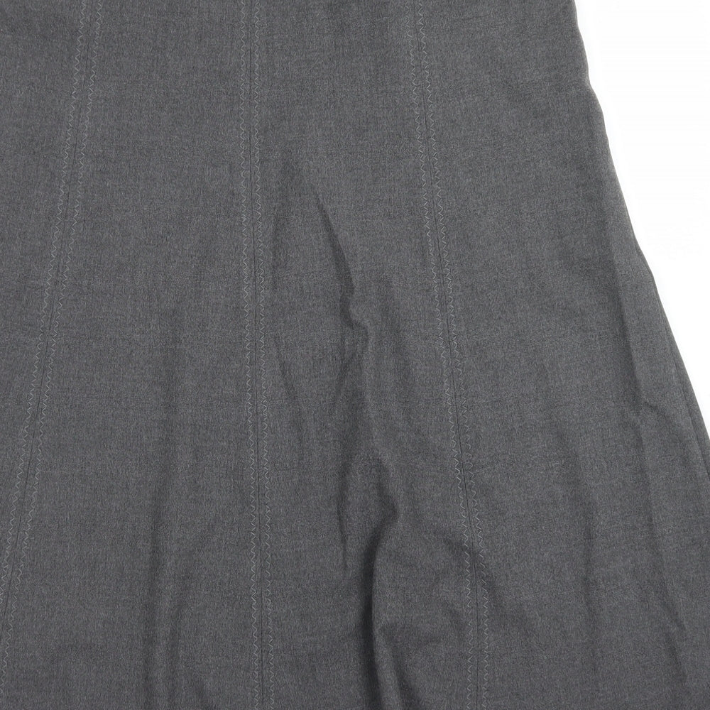 Marks & Spencer Womens Grey  Viscose Flare Skirt Size 12   Zip