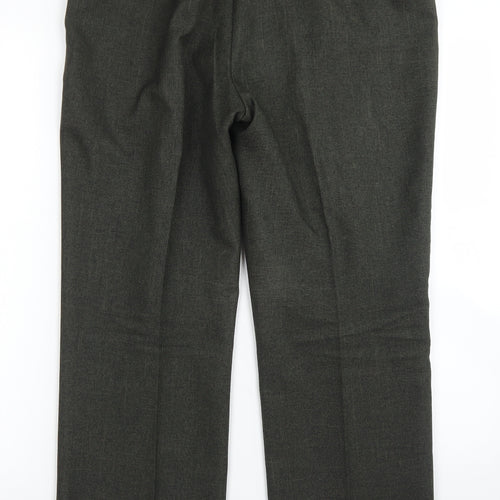 M&S Classic Womens Green  Polyester Dress Pants Trousers Size 14 L26 in Regular Button