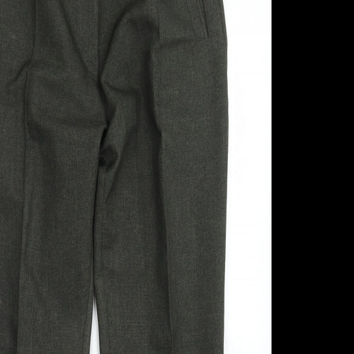 M&S Classic Womens Green  Polyester Dress Pants Trousers Size 14 L26 in Regular Button