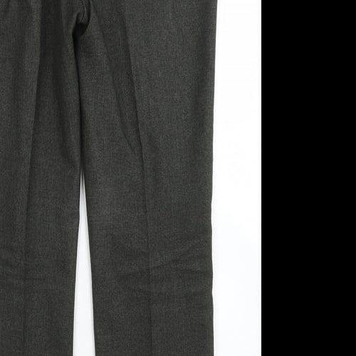 M&S Classic Womens Green  Polyester Dress Pants Trousers Size 14 L26 in Regular Button