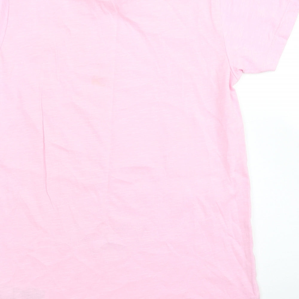 Mojang Girls Pink  Cotton Basic T-Shirt Size 12 Years Crew Neck  -  Minecraft Charaters