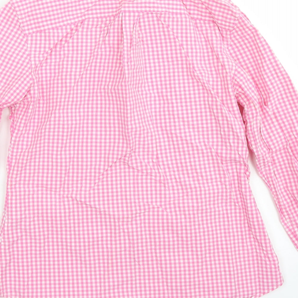 Jack Wills Womens Pink Check Cotton Basic Button-Up Size 8 Collared