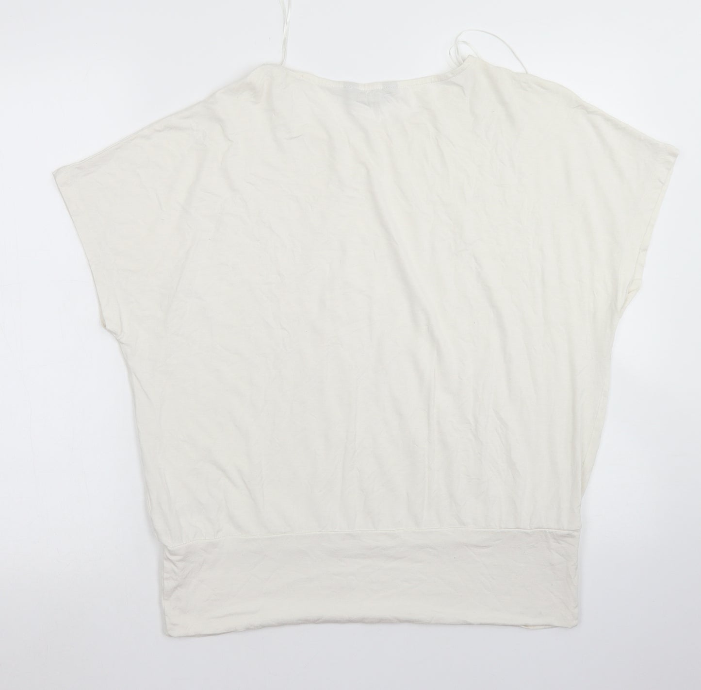 F&F Womens Ivory  Viscose Basic T-Shirt Size 14 Round Neck