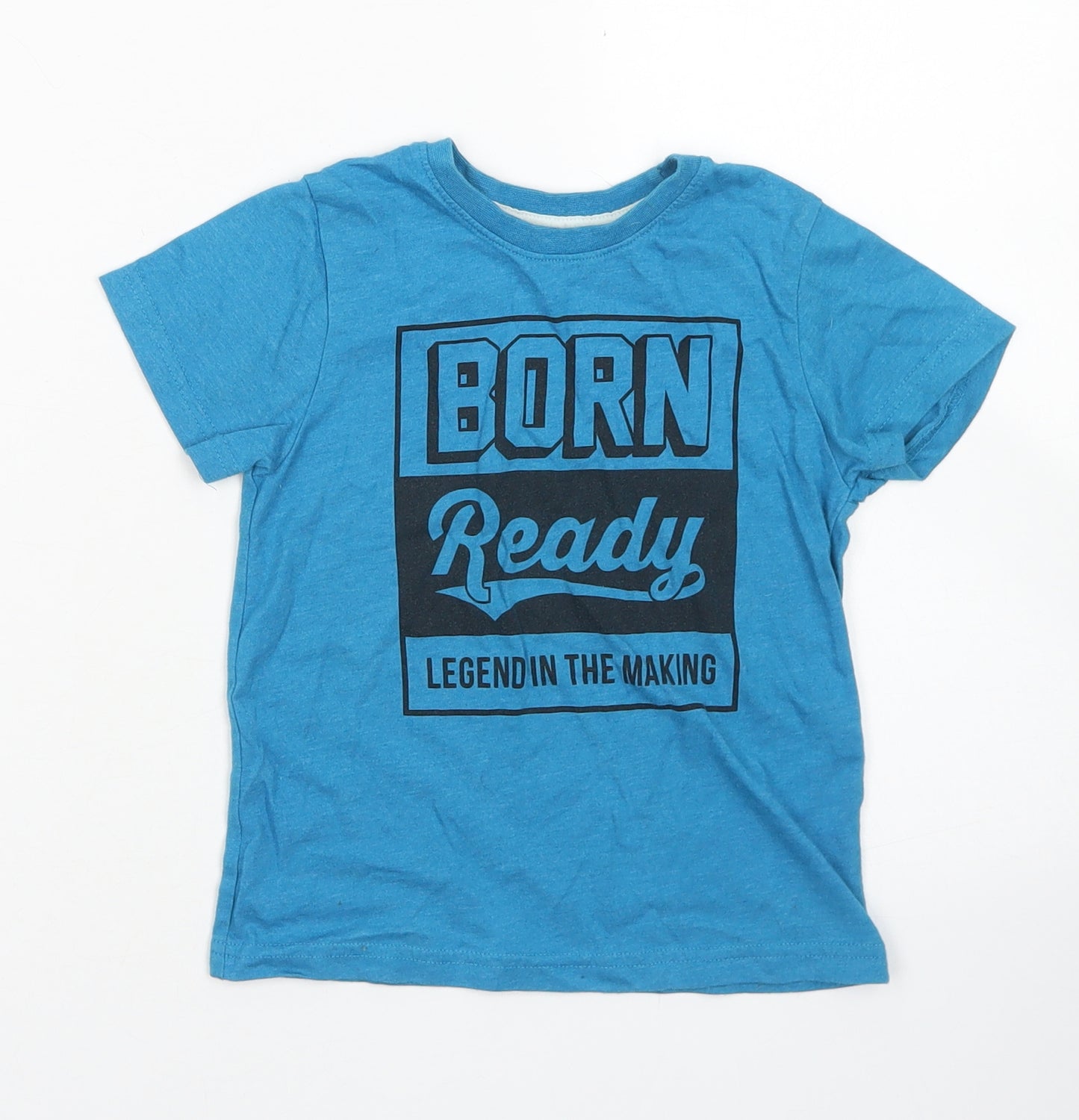 Rebel Boys Blue  Cotton Basic T-Shirt Size 3-4 Years Crew Neck