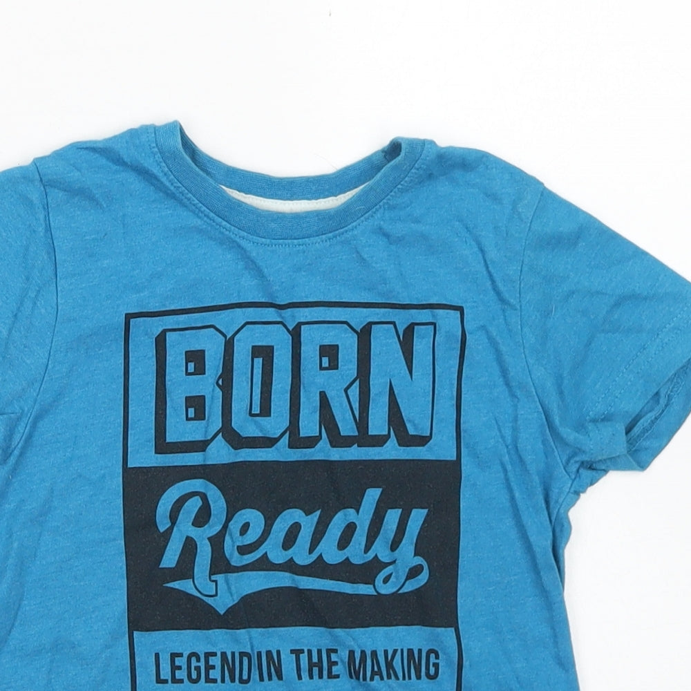 Rebel Boys Blue  Cotton Basic T-Shirt Size 3-4 Years Crew Neck
