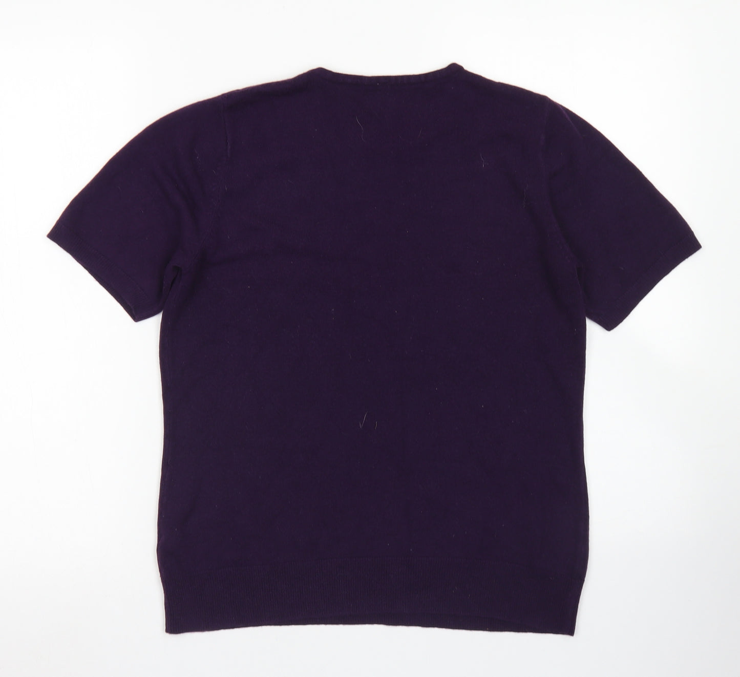 hs Womens Purple Crew Neck  Acrylic Pullover Jumper Size 14
