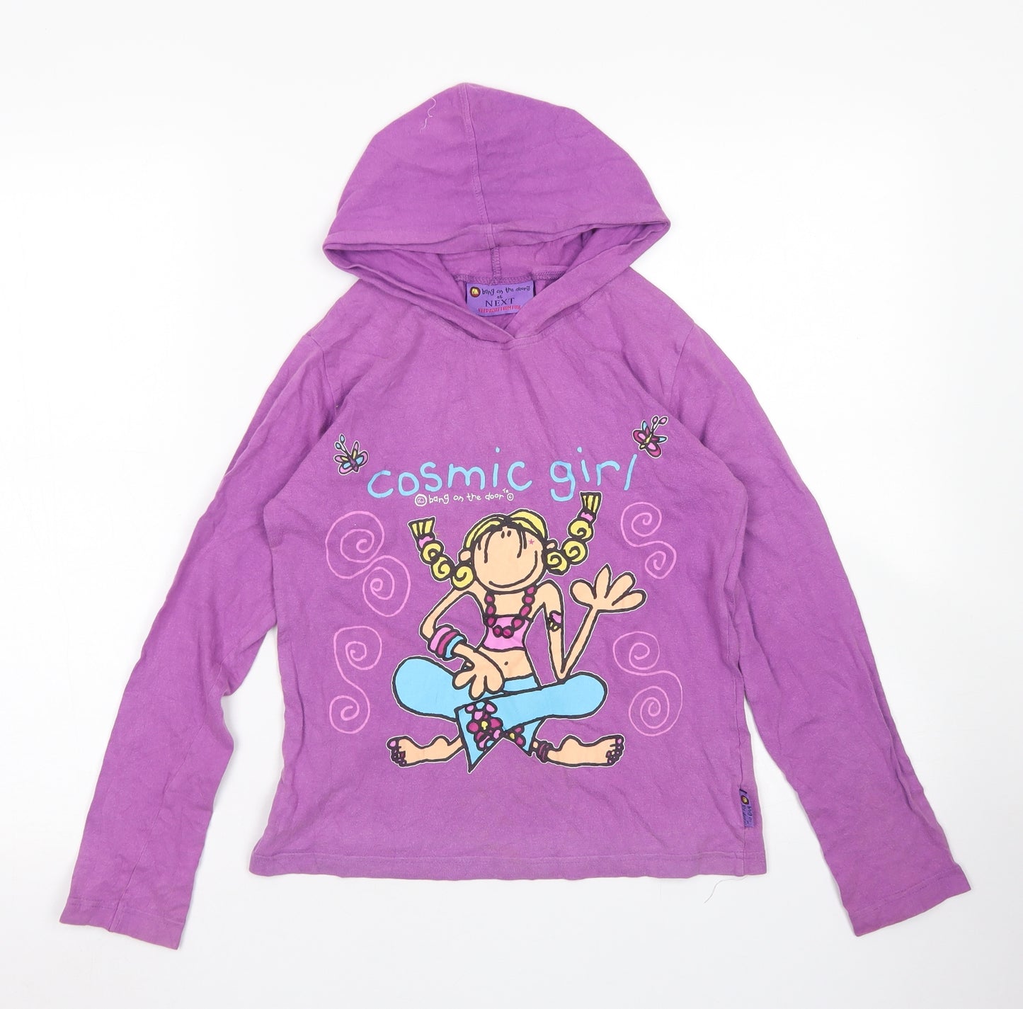 NEXT Girls Purple  Cotton Basic T-Shirt Size 11 Years Crew Neck  - Bang on the Door Groovy Chick