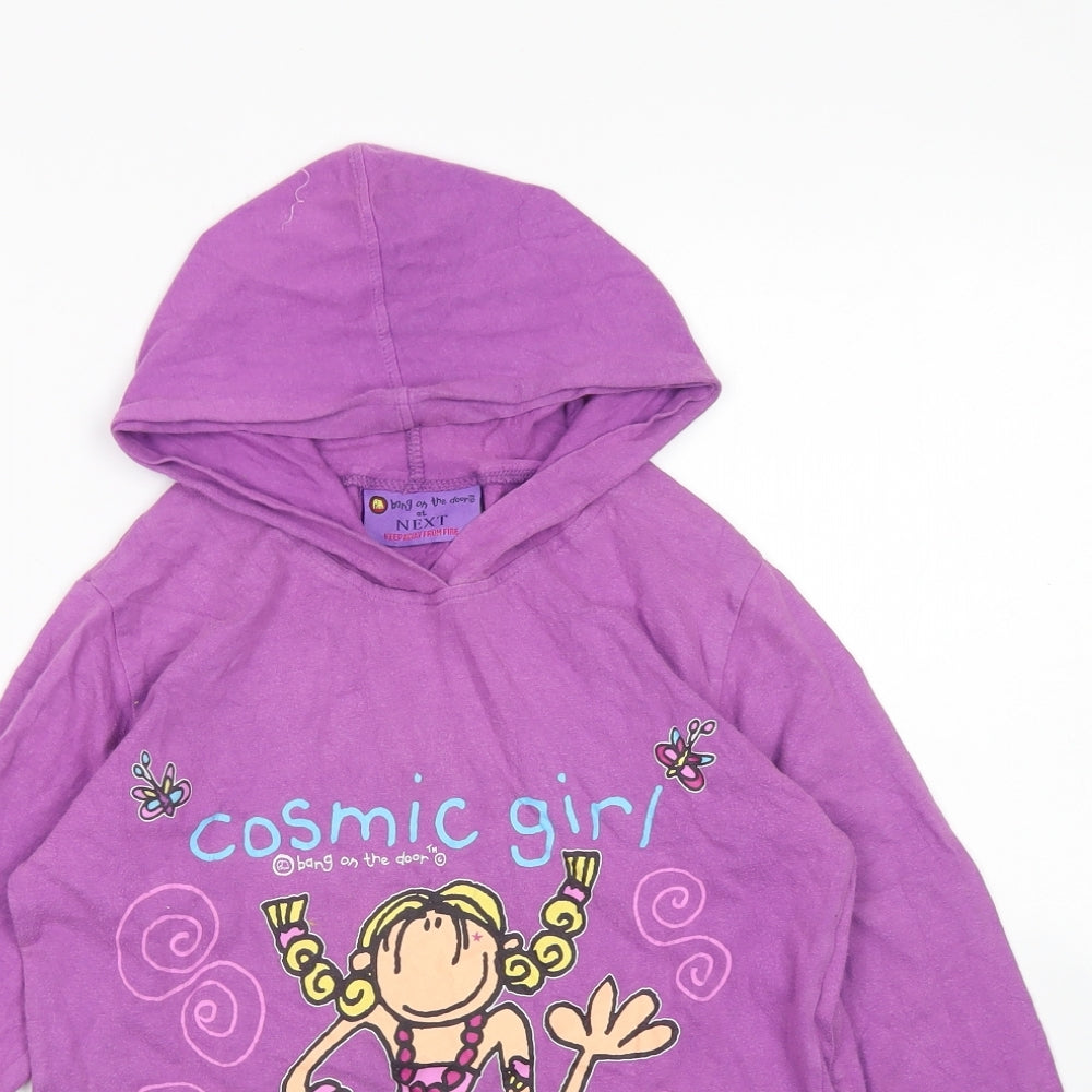 NEXT Girls Purple  Cotton Basic T-Shirt Size 11 Years Crew Neck  - Bang on the Door Groovy Chick