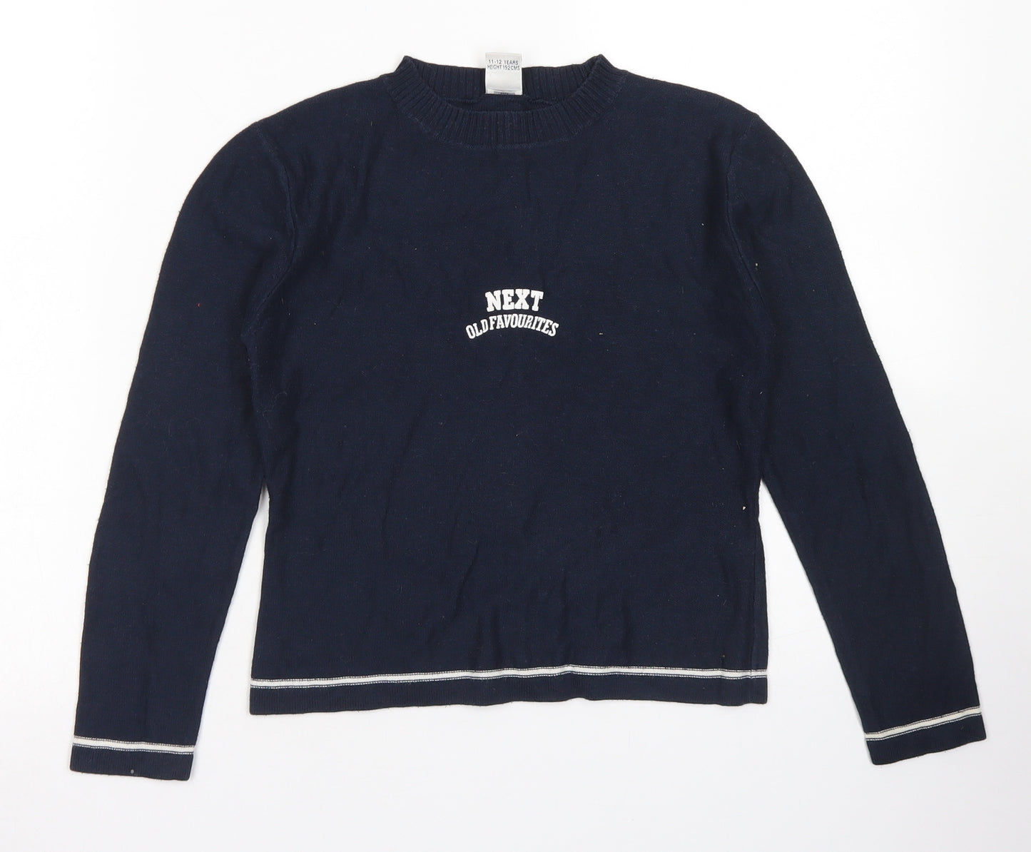 NEXT Girls Blue Crew Neck  Acrylic Pullover Jumper Size 11-12 Years