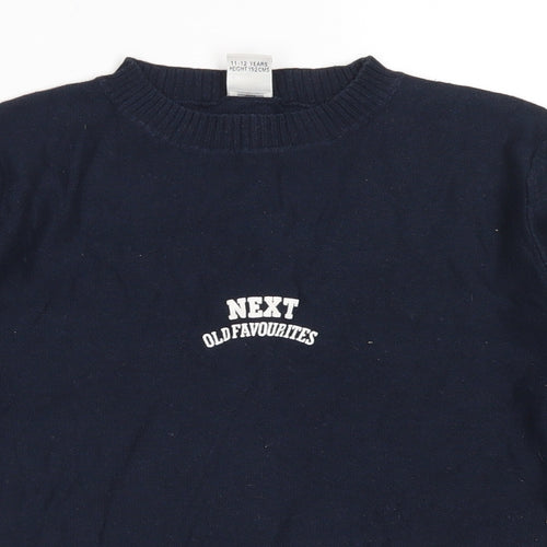 NEXT Girls Blue Crew Neck  Acrylic Pullover Jumper Size 11-12 Years
