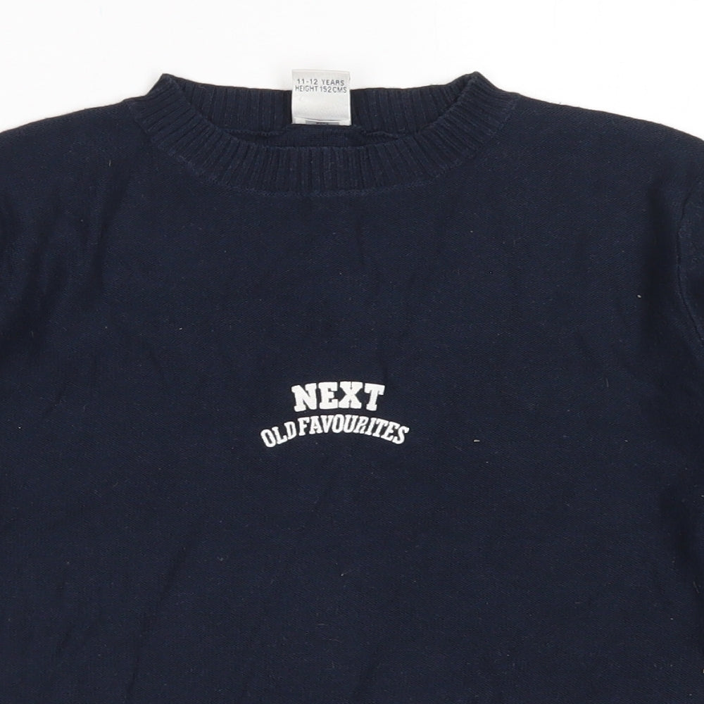 NEXT Girls Blue Crew Neck  Acrylic Pullover Jumper Size 11-12 Years