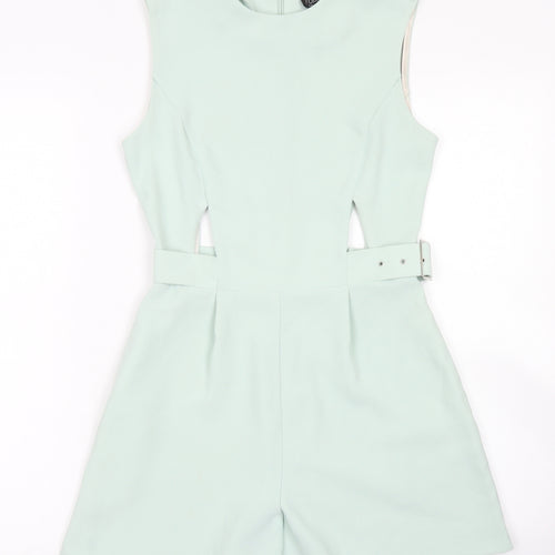 Topshop Womens Blue  Polyester Playsuit One-Piece Size 4  Zip - cut outs