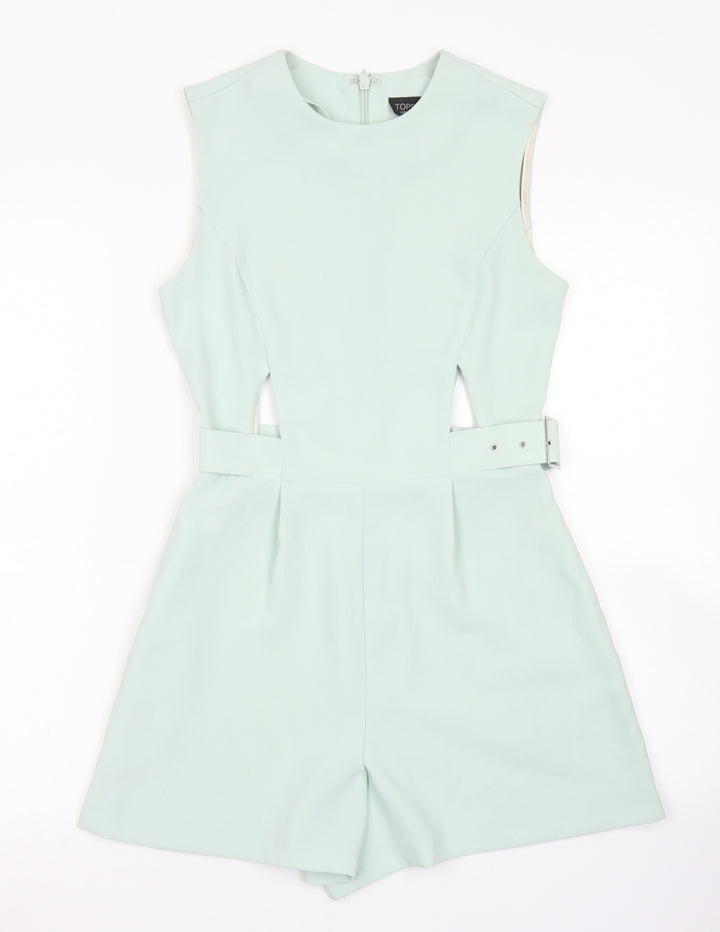 Topshop Womens Blue Polyester Playsuit One-Piece Size 4 Zip - cut outs