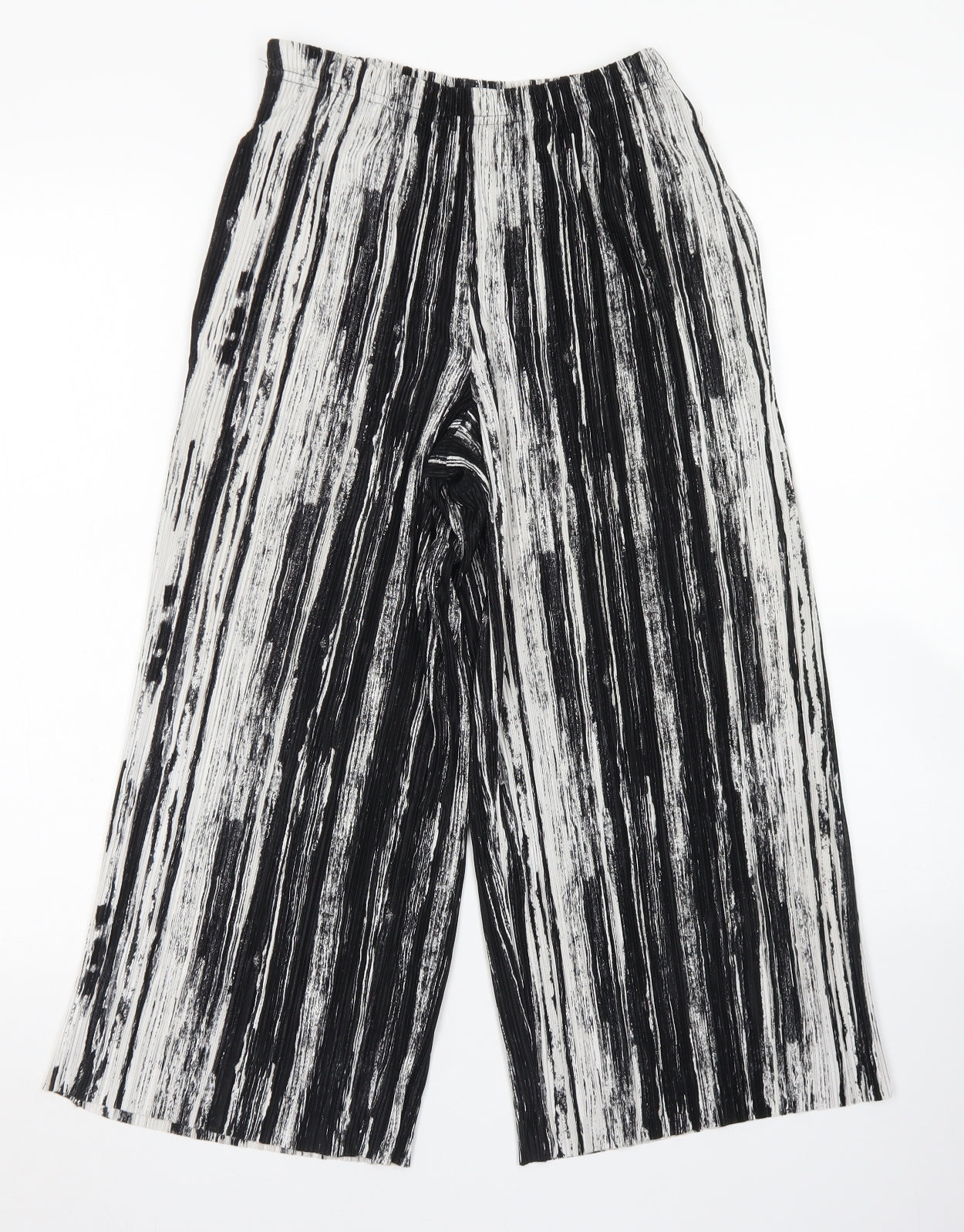 Topshop Womens Black Striped Polyester Culotte Shorts Size 4 L20 in Regular