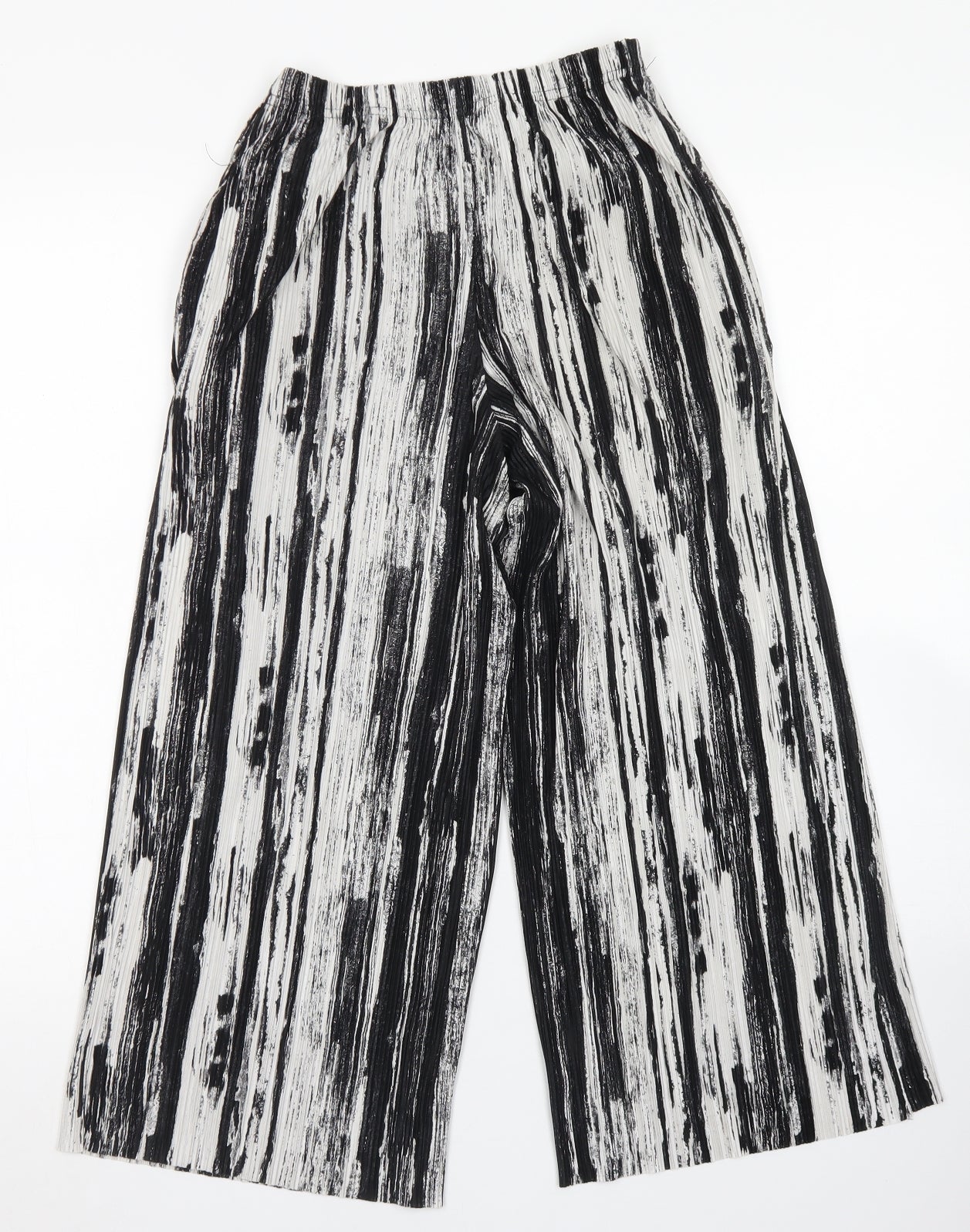 Topshop Womens Black Striped Polyester Culotte Shorts Size 4 L20 in Regular