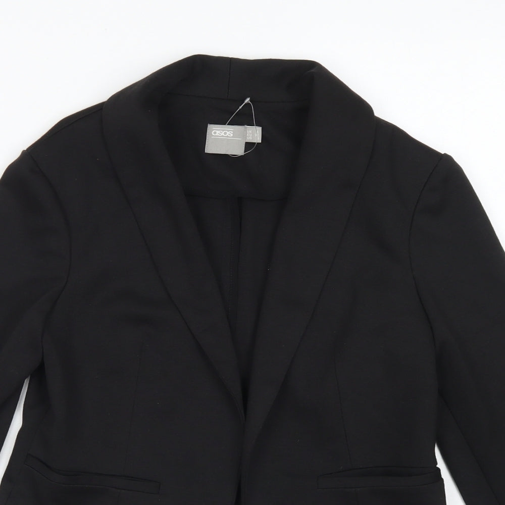 ASOS Womens Black  Polyester Jacket Blazer Size 4