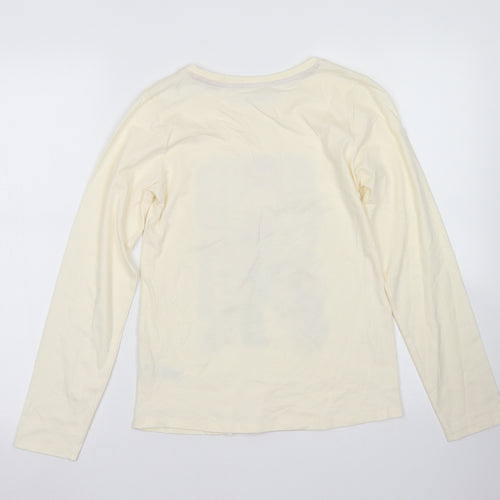 Nutmeg Girls Ivory  Cotton Basic T-Shirt Size 12-13 Years Crew Neck