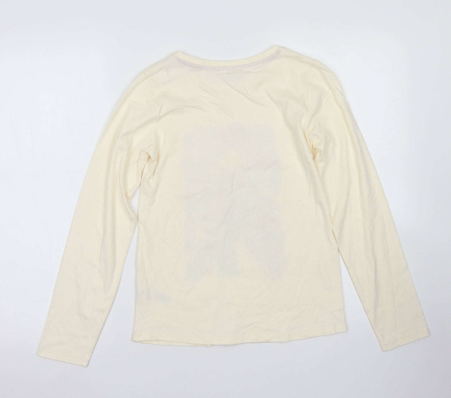 Nutmeg Girls Ivory  Cotton Basic T-Shirt Size 12-13 Years Crew Neck