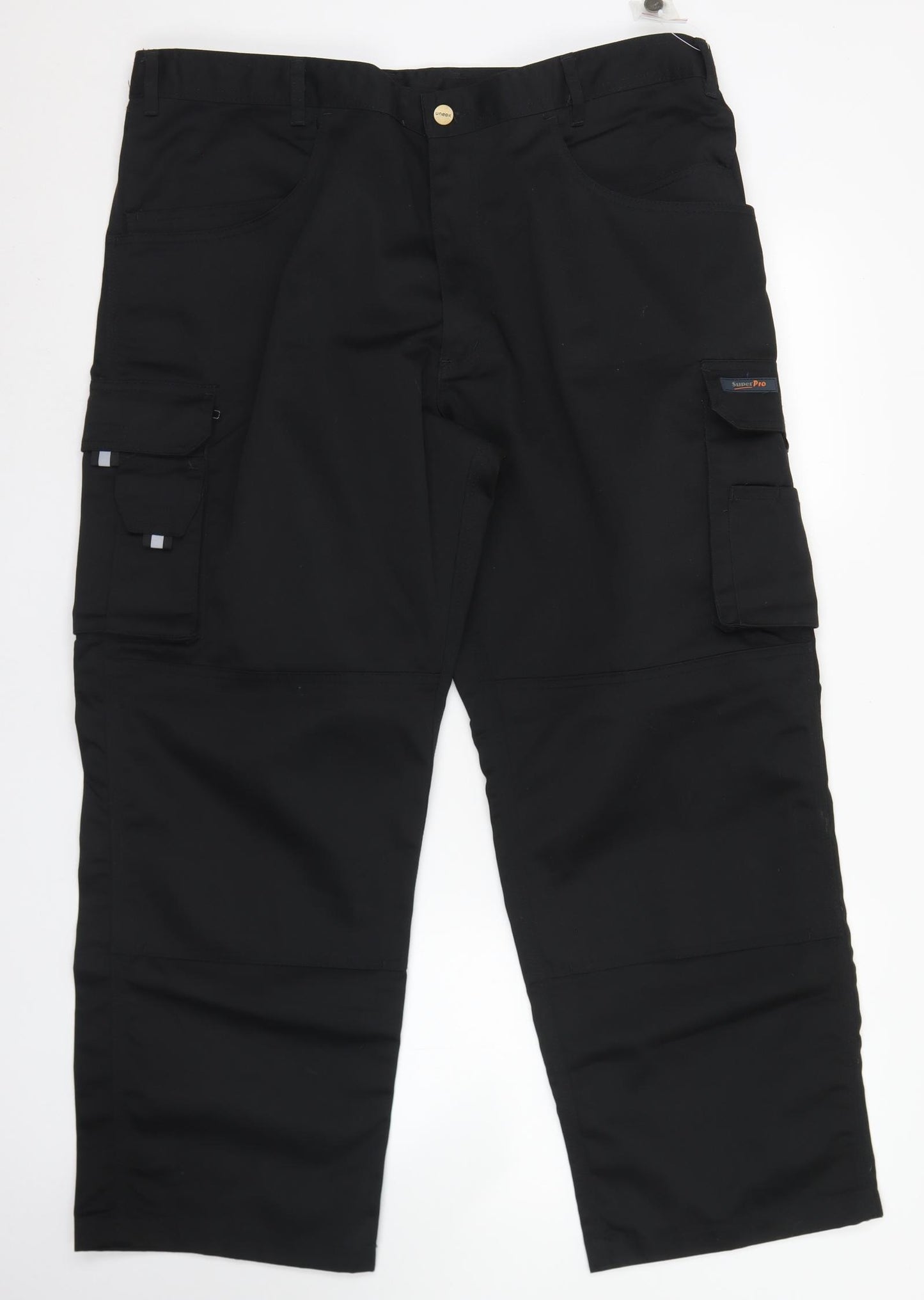Uneek Mens Black  Polyester Carpenter Trousers Size 40 in L27 in Regular Button