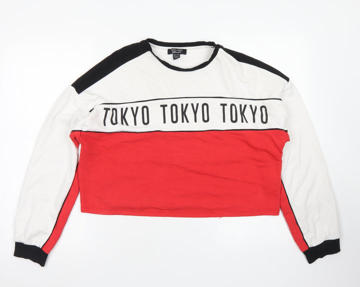 915 Generation Girls Red Colourblock Cotton Pullover Sweatshirt Size 14-15 Years   - Croppeed