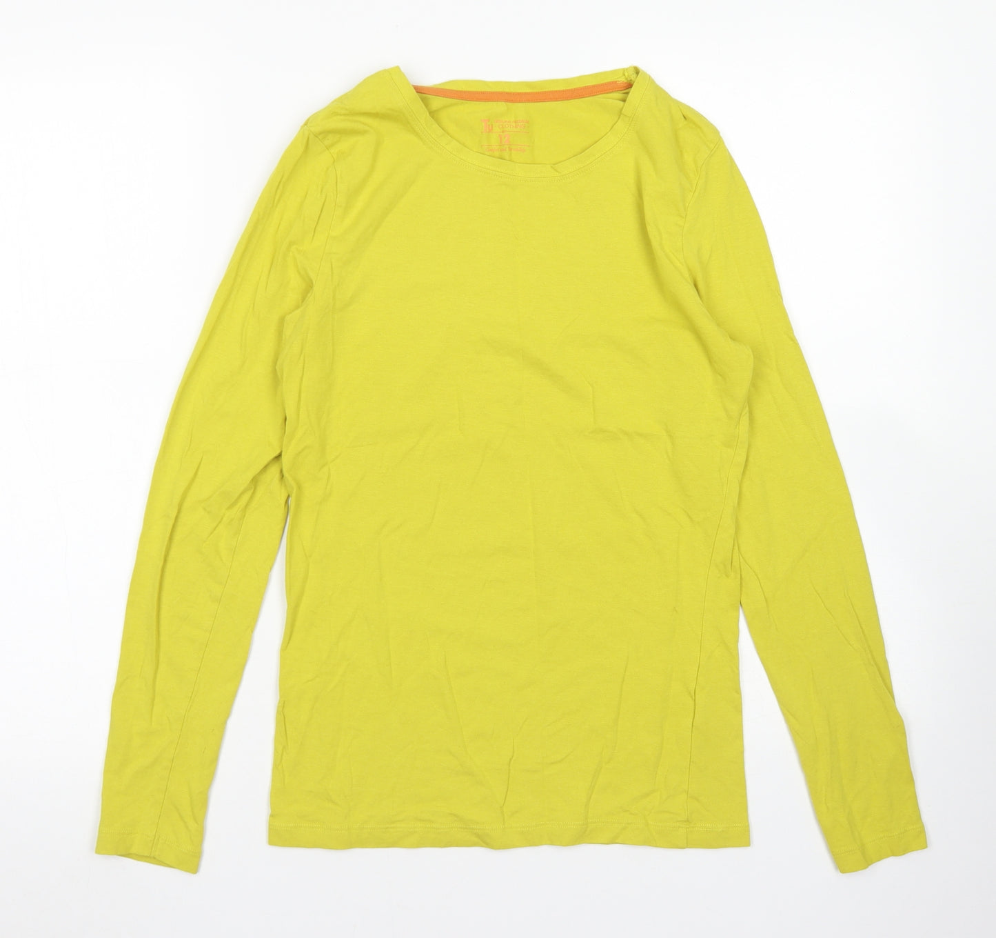 TU Womens Yellow  Cotton Basic T-Shirt Size 12 Crew Neck