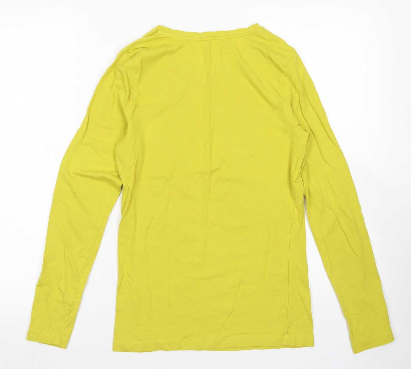 TU Womens Yellow  Cotton Basic T-Shirt Size 12 Crew Neck