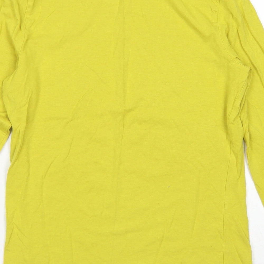 TU Womens Yellow  Cotton Basic T-Shirt Size 12 Crew Neck