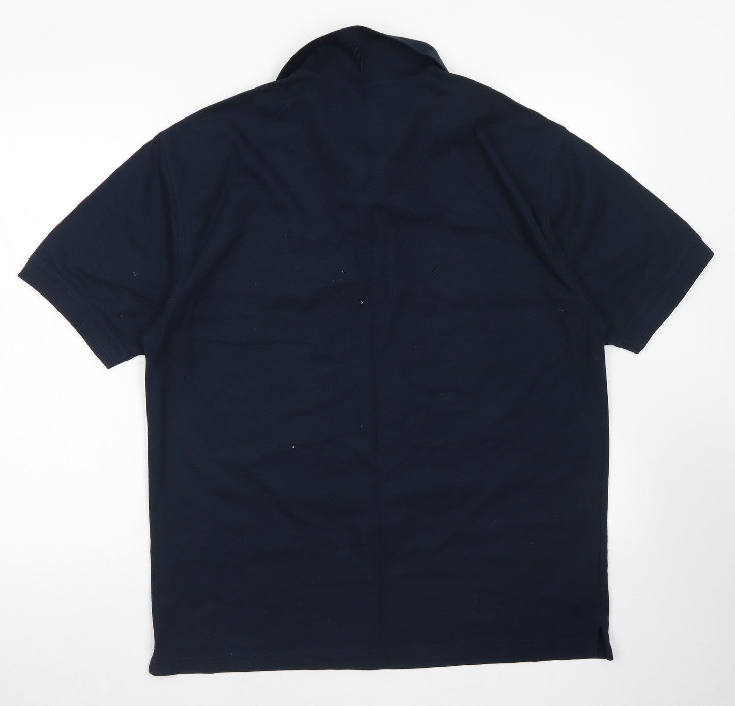 Site Mens Blue  Polyester  Polo Size L Collared Button