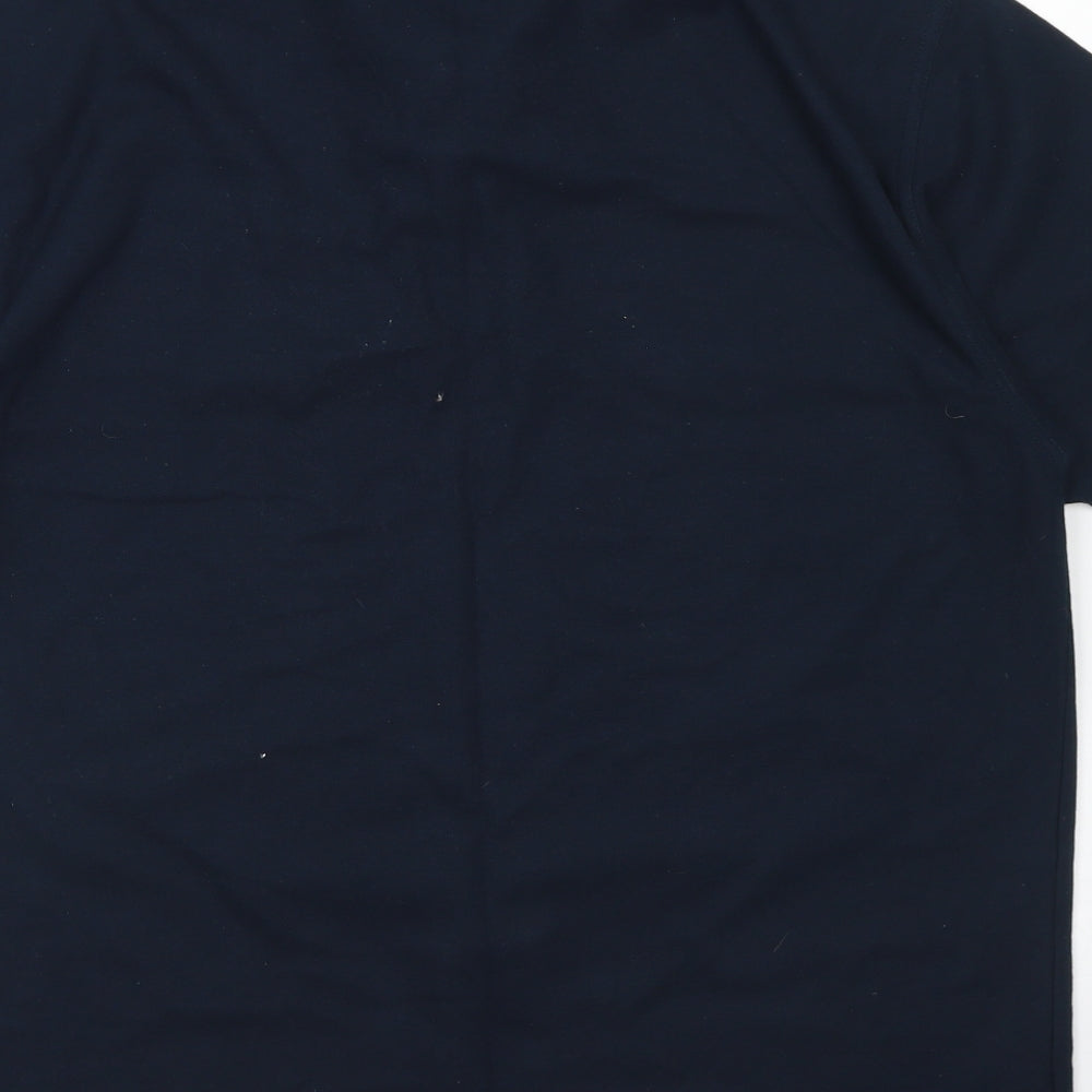 Site Mens Blue  Polyester  Polo Size L Collared Button