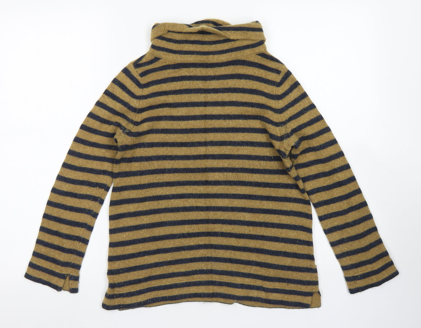 Seasalt Cornwall Womens Brown Roll Neck Striped Acrylic Pullover Jumper Size 10