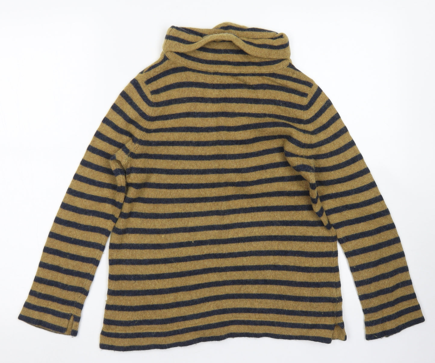 Seasalt Cornwall Womens Brown Roll Neck Striped Acrylic Pullover Jumper Size 10