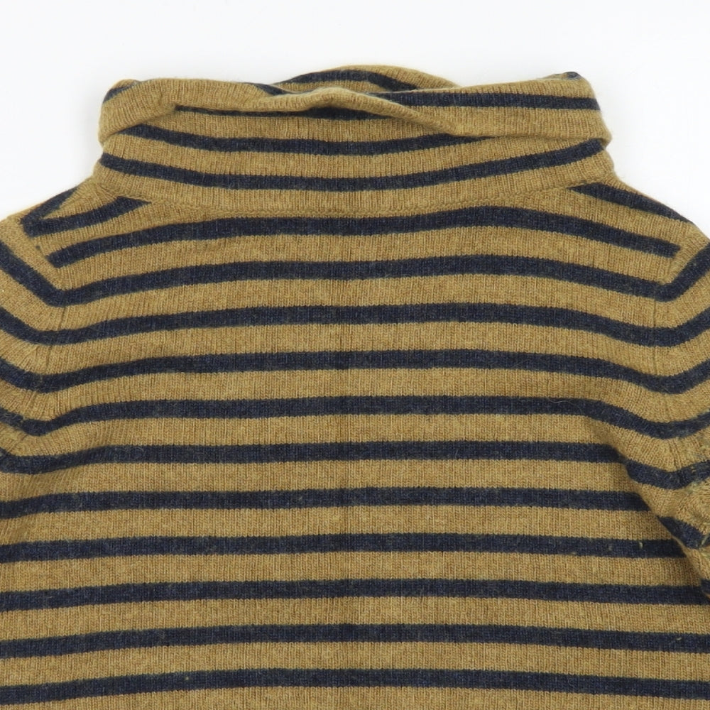 Seasalt Cornwall Womens Brown Roll Neck Striped Acrylic Pullover Jumper Size 10