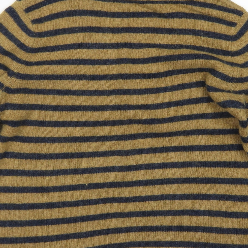 Seasalt Cornwall Womens Brown Roll Neck Striped Acrylic Pullover Jumper Size 10
